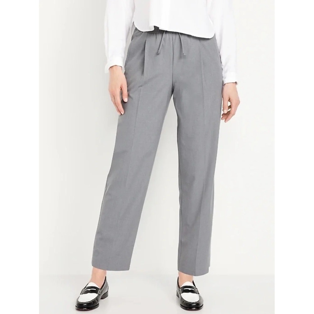 Old Navy Billie High-Rise Ankle Pants Grey Melange Drawstring Trousers WMN M NWT